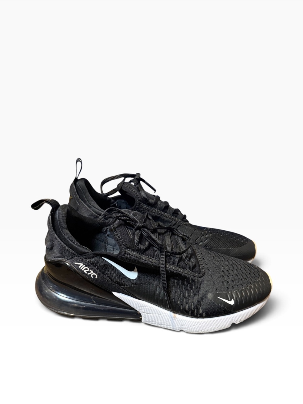 Nike Air Max 270 Men's Black with White Swoosh Sneakers Size 11 - Picture 7 of 9